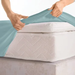Hoeslaken<Colombine Effen hoeslaken in jersey, hoekdiepte 40 cm celadon