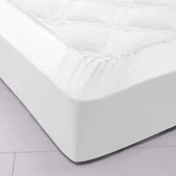 Hoeslaken<Colombine Effen hoeslaken in katoen, diepe hoeken van 40 cm wit