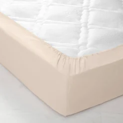 Hoeslaken<Colombine Effen hoeslaken in katoen, diepe hoeken van 40 cm zandkleur