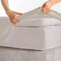 Hoeslaken<Blancheporte Effen hoeslaken in katoenbatist, hoeken van 40 cm zandkleur