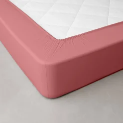 Hoeslaken<Blancheporte Effen hoeslaken in katoenbatist, hoeken van 40 cm rozenhout