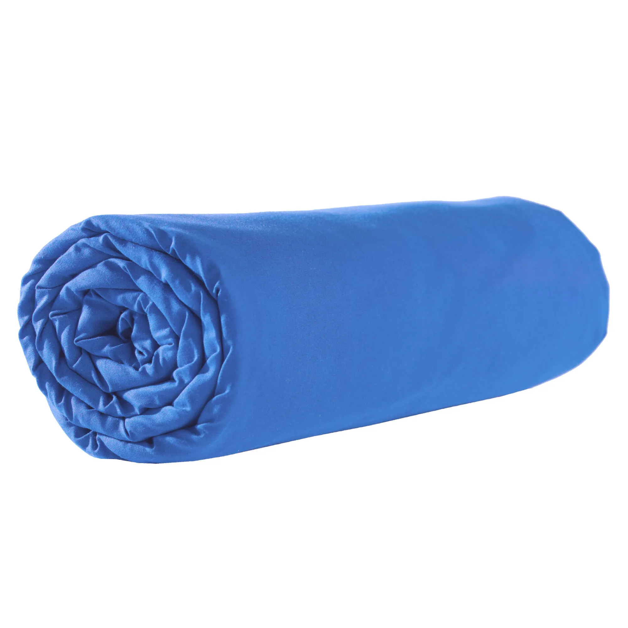 Hoeslaken<Colombine Effen hoeslaken in polyester-katoen, hoekdiepte 32 cm oceaanblauw