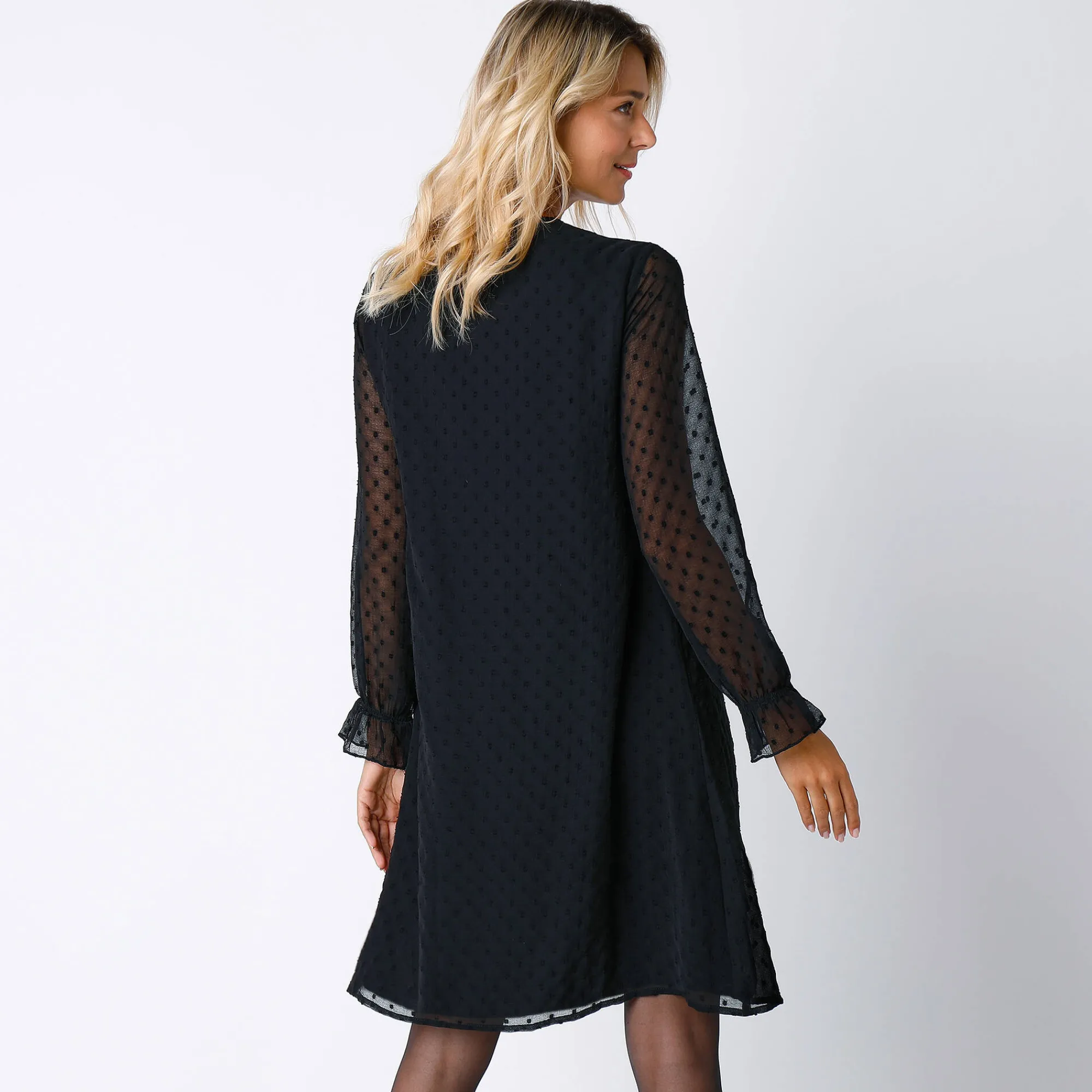 Feestoutfits Dames|Jurk<Blancheporte Effen jurk met plooitjes zwart