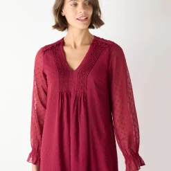 Feestoutfits Dames|Jurk<Blancheporte Effen jurk met plooitjes bordeaux