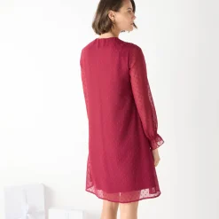 Feestoutfits Dames|Jurk<Blancheporte Effen jurk met plooitjes bordeaux