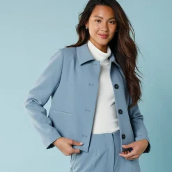 Jas En Mantel<Blancheporte Effen korte blazer, kleine lengtes leigrijsblauw