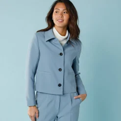 Jas En Mantel<Blancheporte Effen korte blazer, kleine lengtes leigrijsblauw