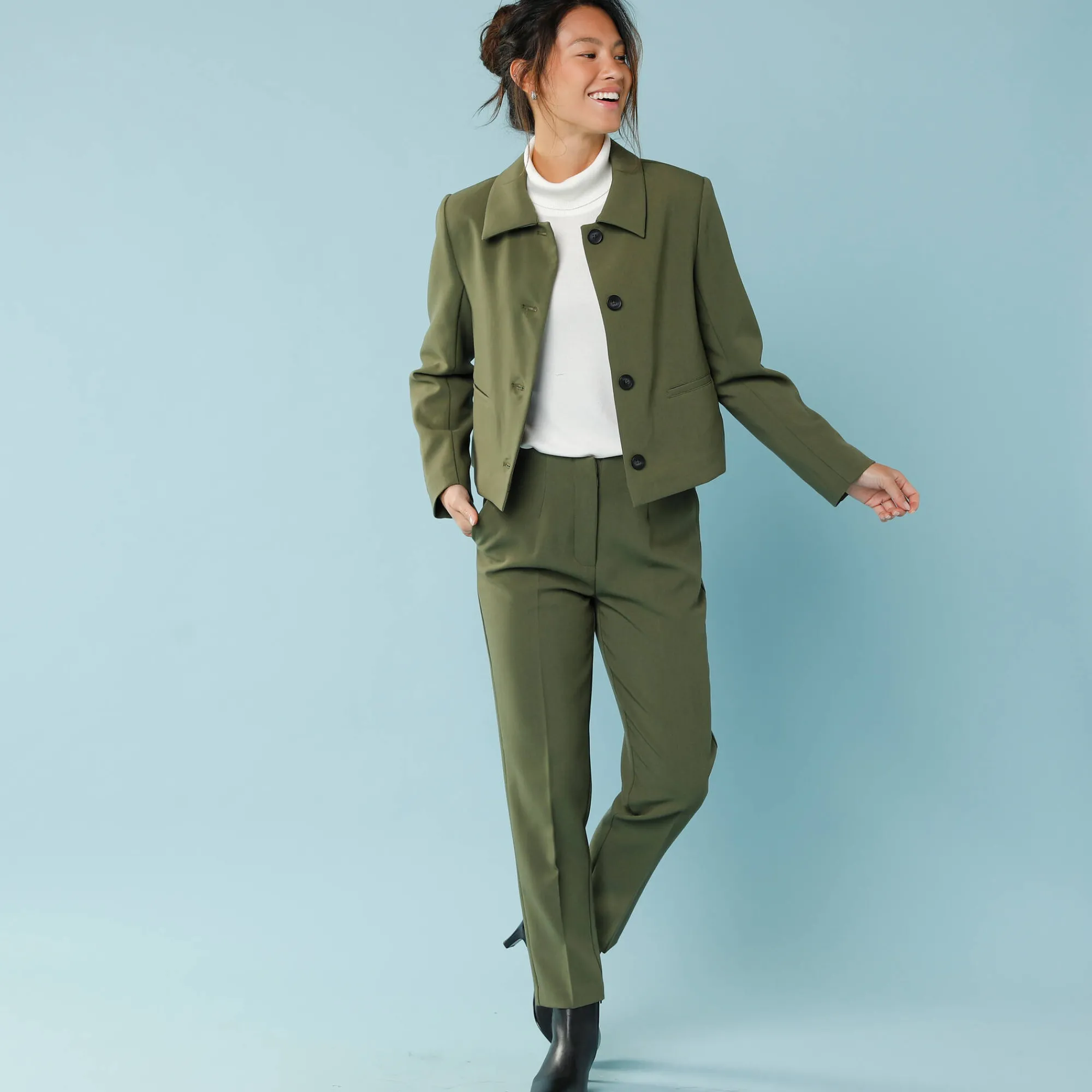Jas En Mantel<Blancheporte Effen korte blazer, kleine lengtes kaki