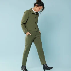 Jas En Mantel<Blancheporte Effen korte blazer, kleine lengtes kaki