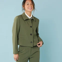 Jas En Mantel<Blancheporte Effen korte blazer, kleine lengtes kaki