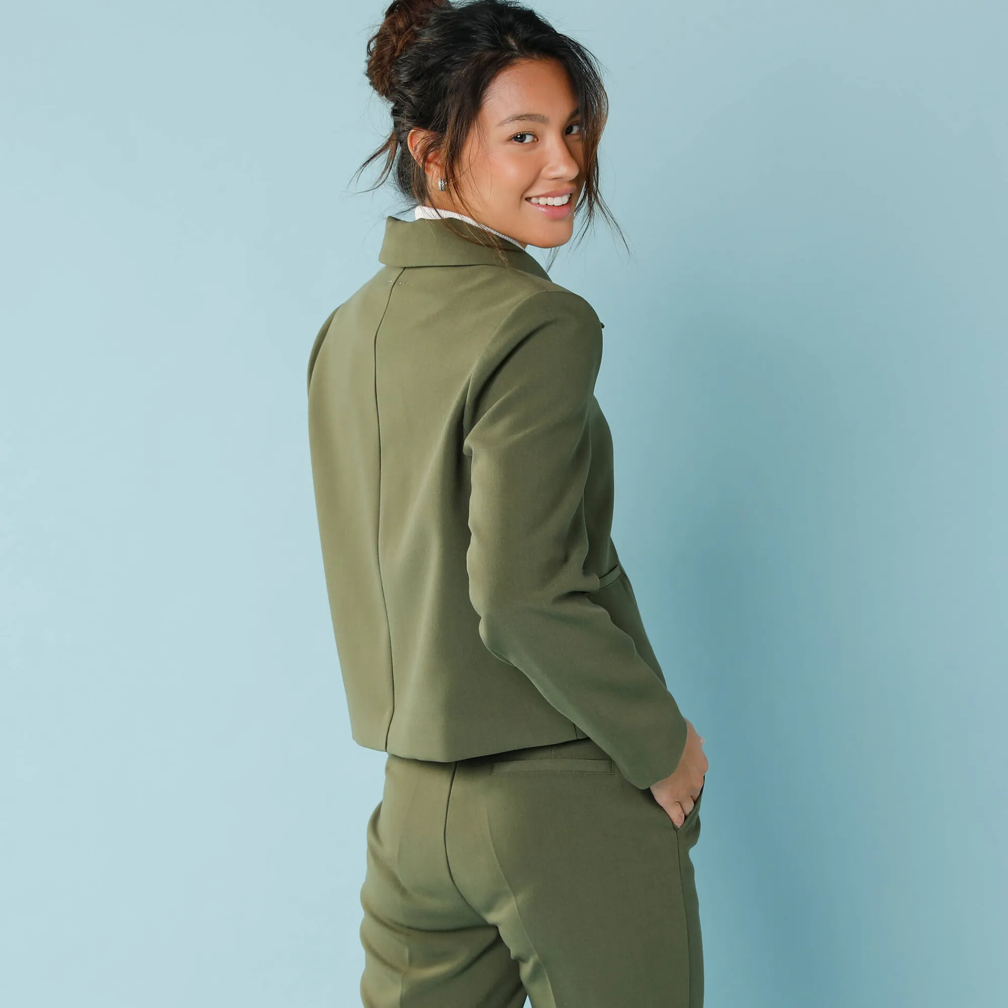 Jas En Mantel<Blancheporte Effen korte blazer, kleine lengtes kaki