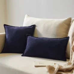 Kussen<Blancheporte Effen kussen in ribvelours marine