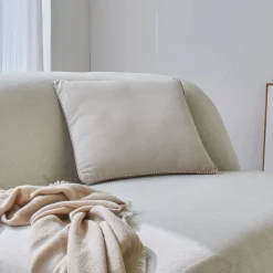 Kussen<Blancheporte Effen kussen in velours met fantasieafwerking beige