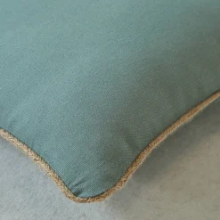 Kussen<Blancheporte Effen kussen met juten biesje kaki