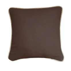 Kussen<Blancheporte Effen kussen met juten biesje chocolade