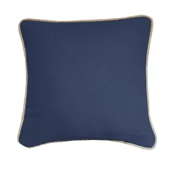 Kussen<Blancheporte Effen kussen met juten biesje blauw