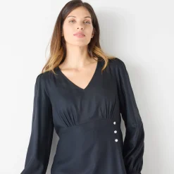 Feestoutfits Dames|Jurk<Blancheporte Effen lange jurk met V-hals zwart