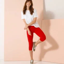 Legging<Blancheporte Effen 3/4-legging in stretchtricot karmijnrood