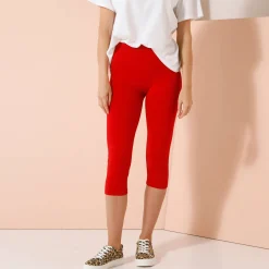 Legging<Blancheporte Effen 3/4-legging in stretchtricot karmijnrood