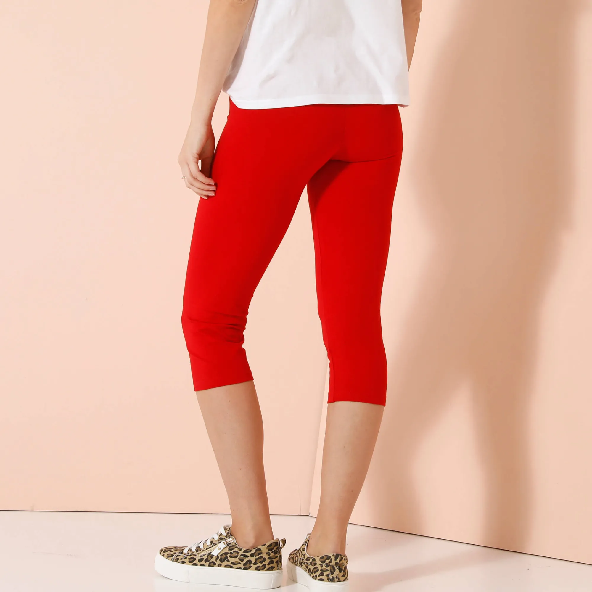 Legging<Blancheporte Effen 3/4-legging in stretchtricot karmijnrood