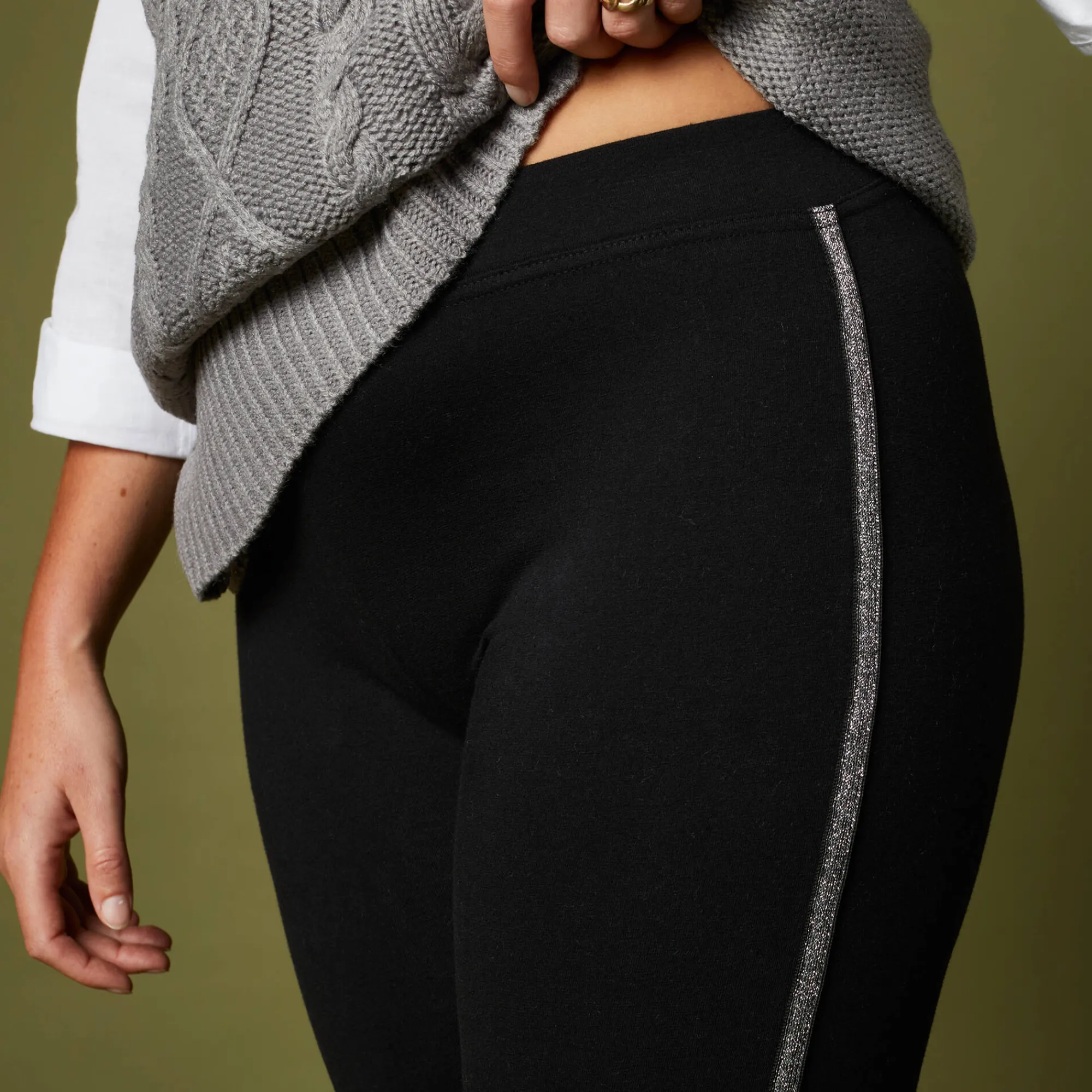 Legging<Blancheporte Effen legging met glanzende baan zwart