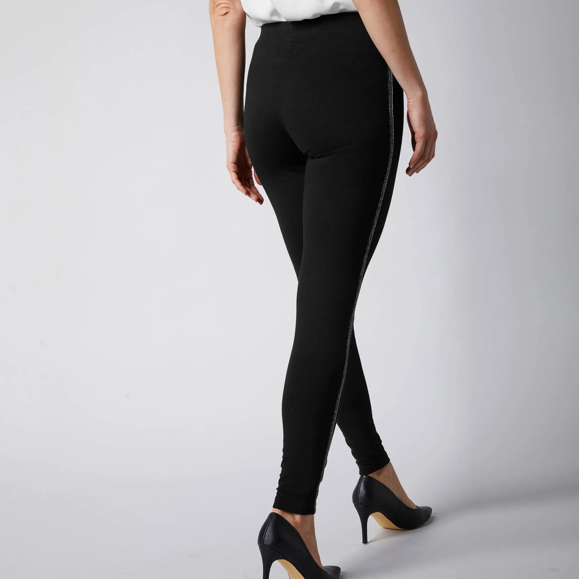 Legging<Blancheporte Effen legging met glanzende baan zwart