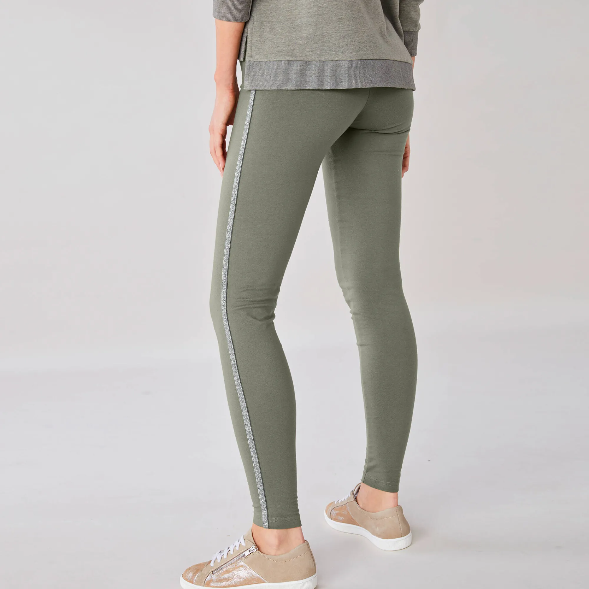 Legging<Blancheporte Effen legging met glanzende baan kaki