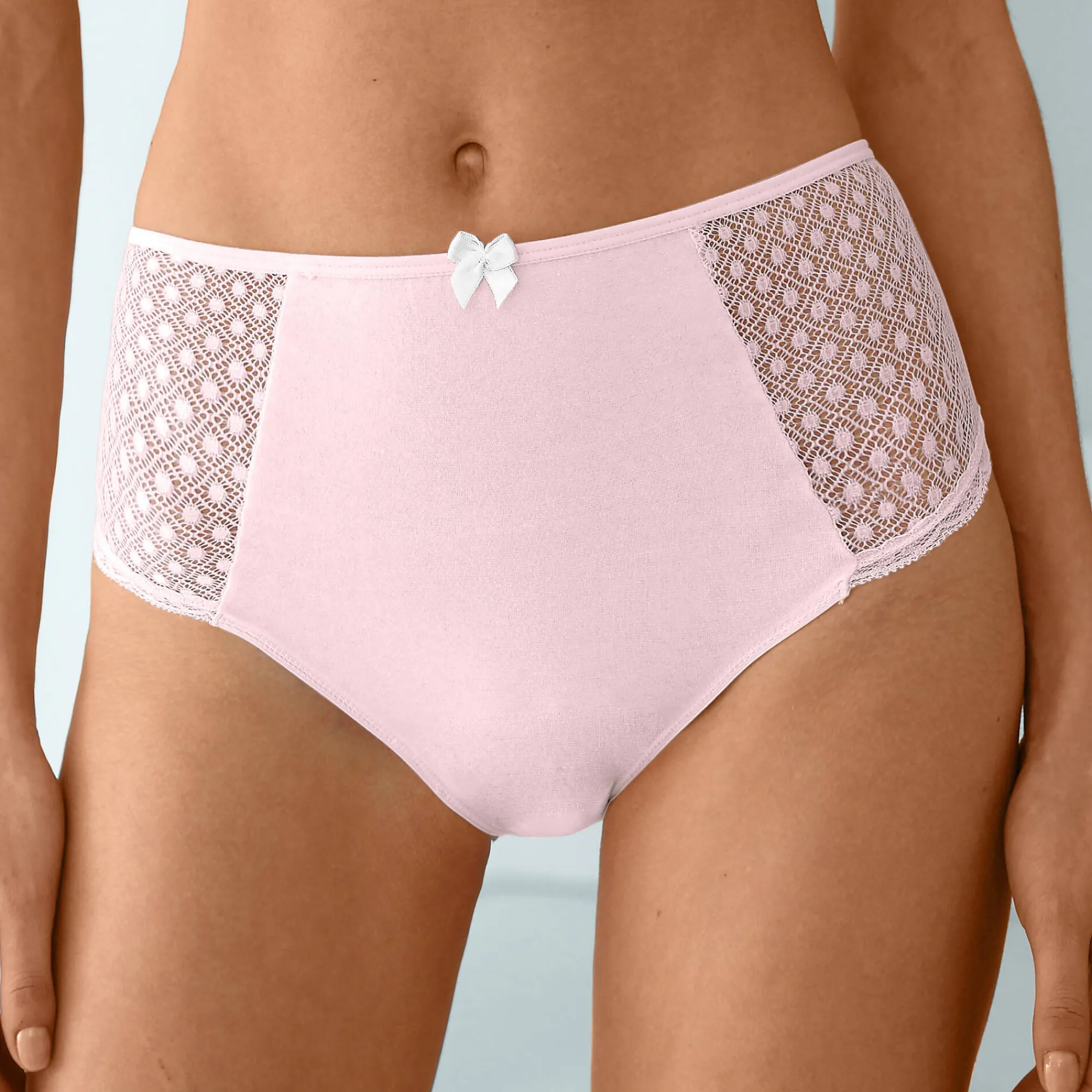 Slip En Shorty<Confidence Lingerie Effen maxislip in kant en katoen Tropea - set van 4 wit + poeder