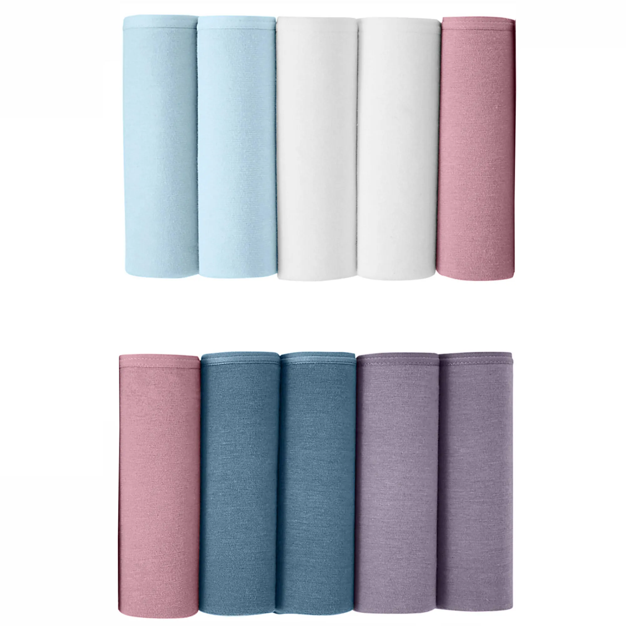 Slip En Shorty<Blancheporte Effen maxislip in stretchkatoen - Set van 10 blauw / roze