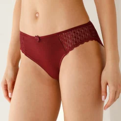 Slip En Shorty<Confidence Lingerie Effen midislip in katoen en kant Coria - set van 2 bordeaux