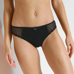 Slip En Shorty<Confidence Lingerie Effen midislip in katoen en kant Coria - set van 2 zwart