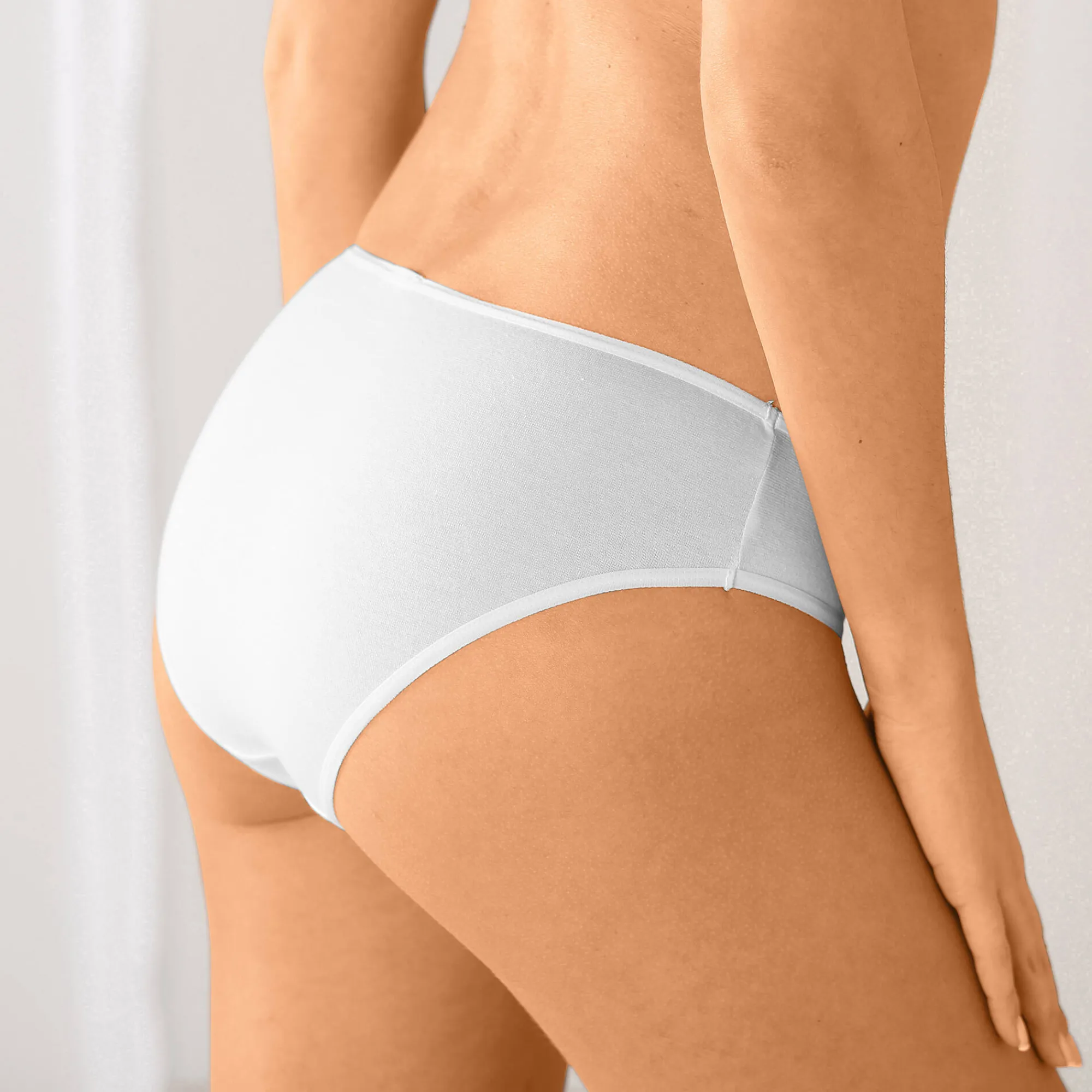 Slip En Shorty<Blancheporte Effen midislip in stretchkatoen - Set van 10 wit / zwart