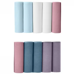 Slip En Shorty<Blancheporte Effen midislip in stretchkatoen - Set van 10 blauw / roze