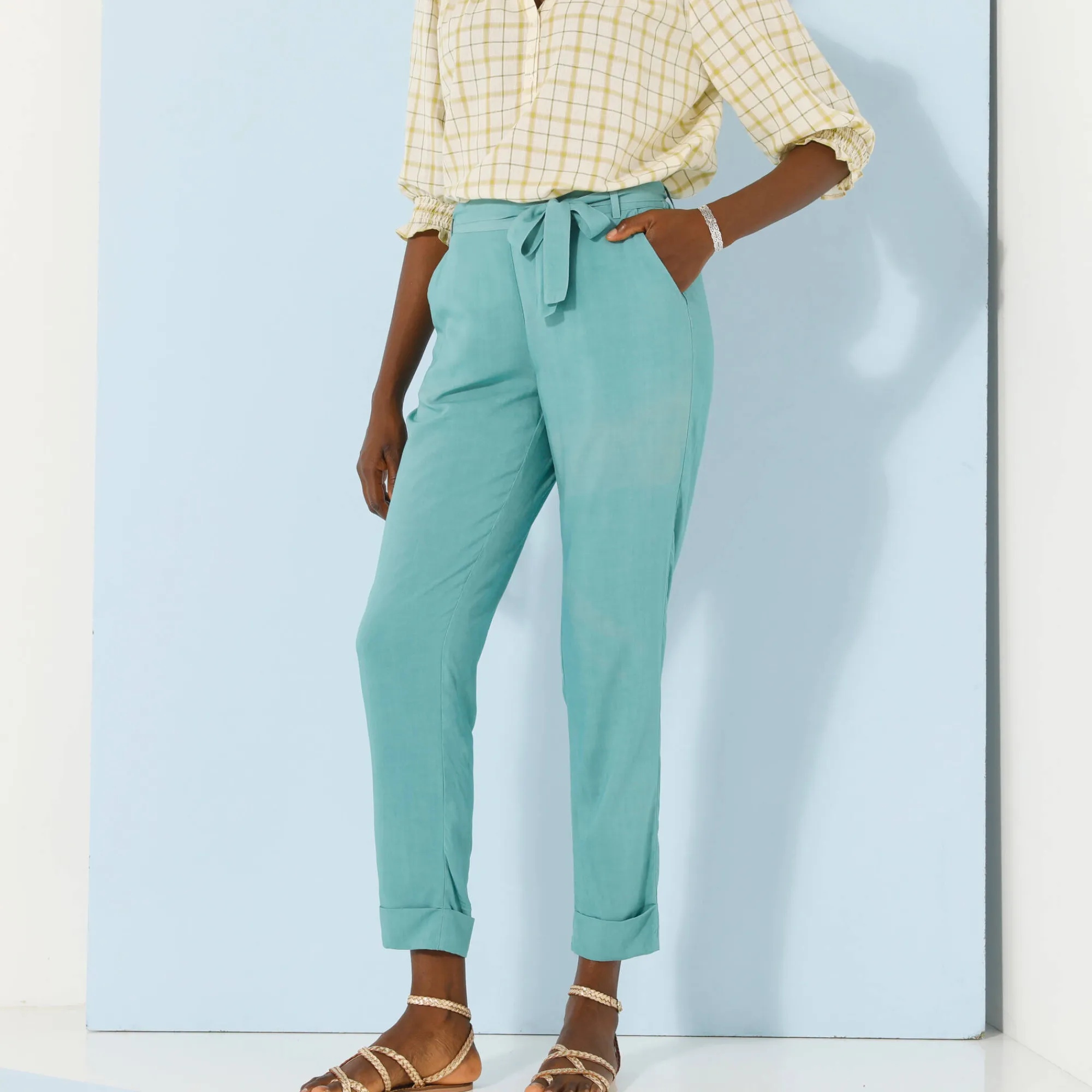 Broek<Blancheporte Effen, nauwsluitende broek met 7/8-model, soepel materiaal grijsblauw