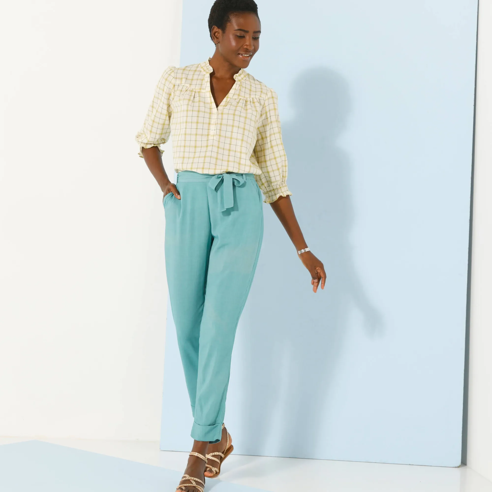 Broek<Blancheporte Effen, nauwsluitende broek met 7/8-model, soepel materiaal grijsblauw