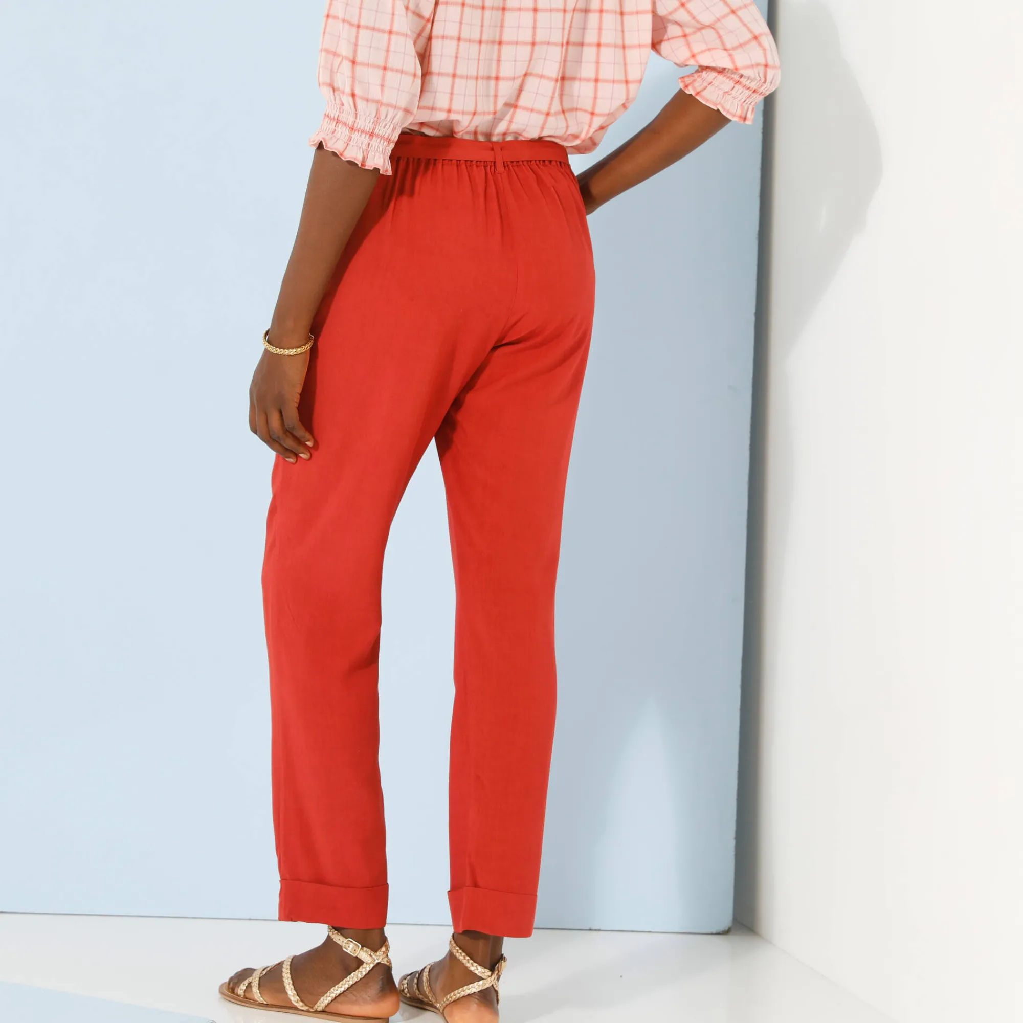 Broek<Blancheporte Effen, nauwsluitende broek met 7/8-model, soepel materiaal terracotta