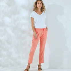 Broek|Jurk<Blancheporte Effen, nauwsluitende broek met 7/8-model, soepel materiaal koraal