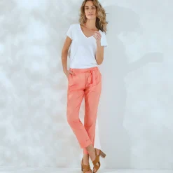 Broek|Jurk<Blancheporte Effen, nauwsluitende broek met 7/8-model, soepel materiaal koraal