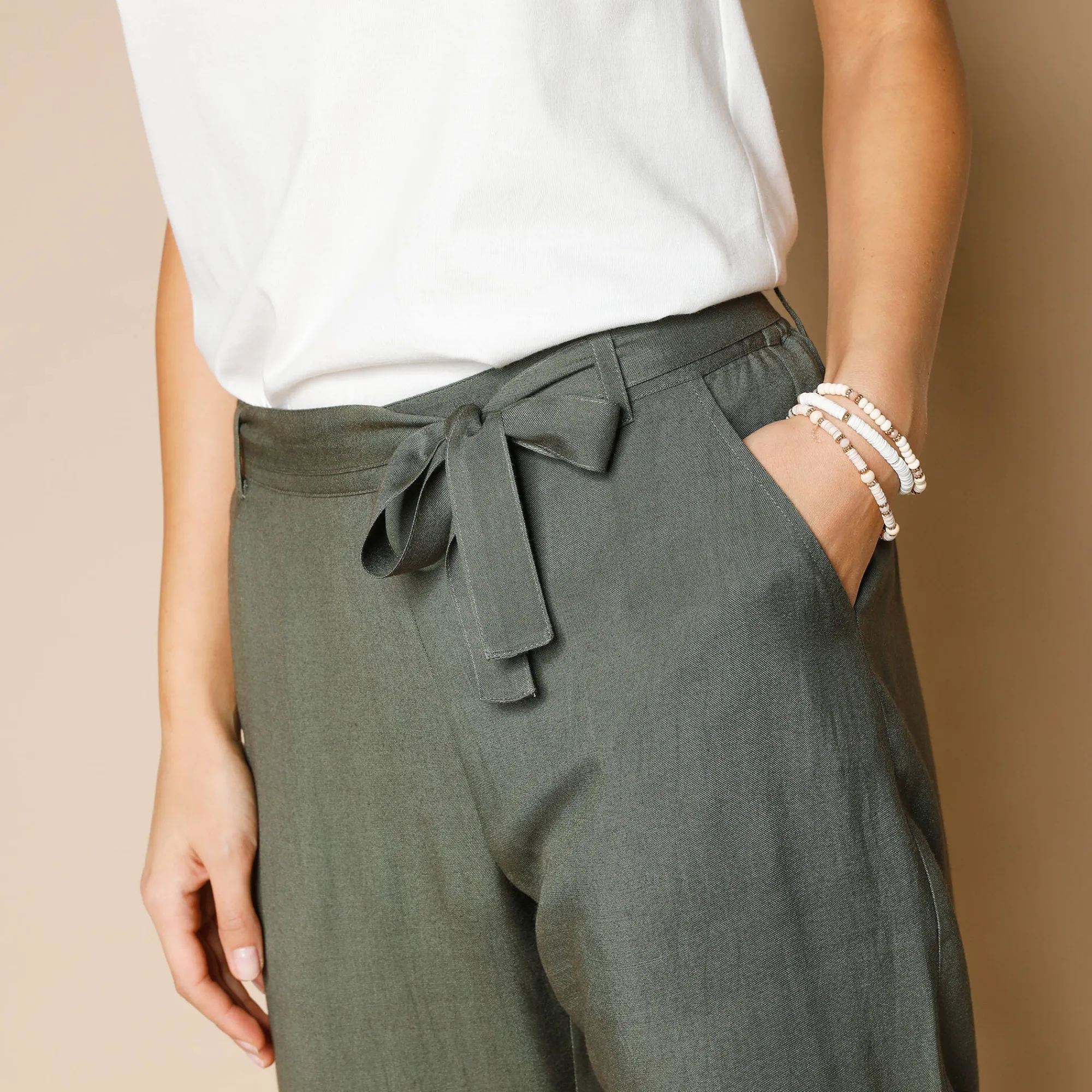 Broek<Blancheporte Effen, nauwsluitende broek met 7/8-model, soepel materiaal kaki