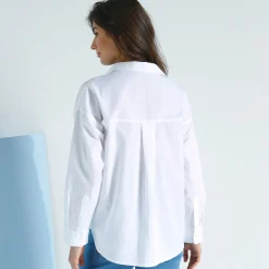 Bloes En Tuniek<Blancheporte Effen oversize hemd, popeline wit