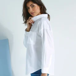 Bloes En Tuniek<Blancheporte Effen oversize hemd, popeline wit