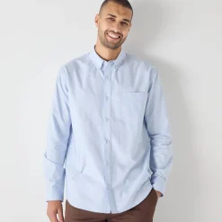 Feestoutfits Heren|T-Shirt, Hemd En Polo<Blancheporte Effen Oxford-hemd met knoopsluiting en lange mouwen hemelsblauw