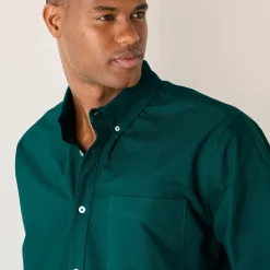 Feestoutfits Heren|T-Shirt, Hemd En Polo<Blancheporte Effen Oxford-hemd met knoopsluiting en lange mouwen eendengroen
