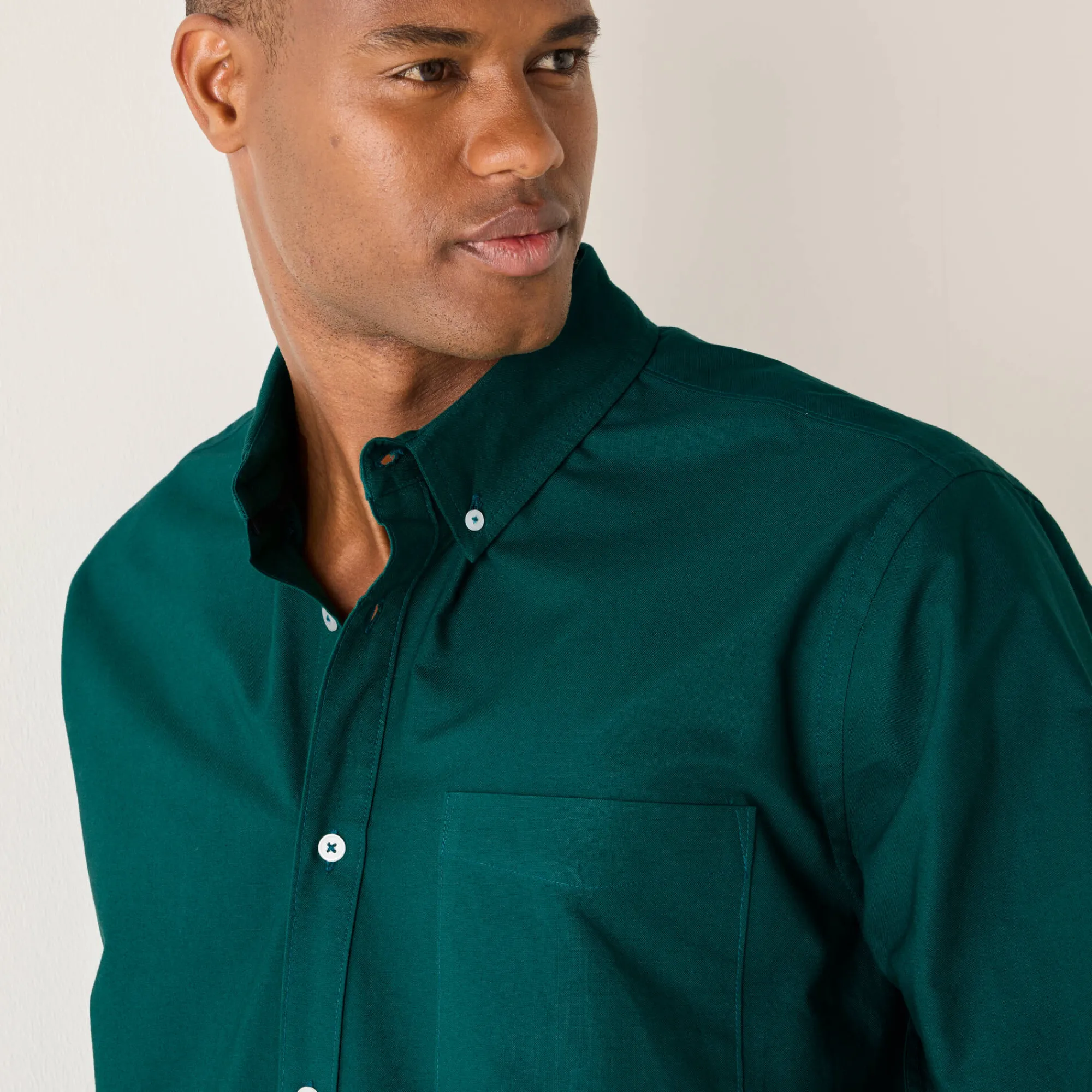 Feestoutfits Heren|T-Shirt, Hemd En Polo<Blancheporte Effen Oxford-hemd met knoopsluiting en lange mouwen eendengroen