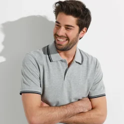 T-Shirt, Hemd En Polo<Blancheporte Effen polo in piquétricot met korte mouwen chiné grijs