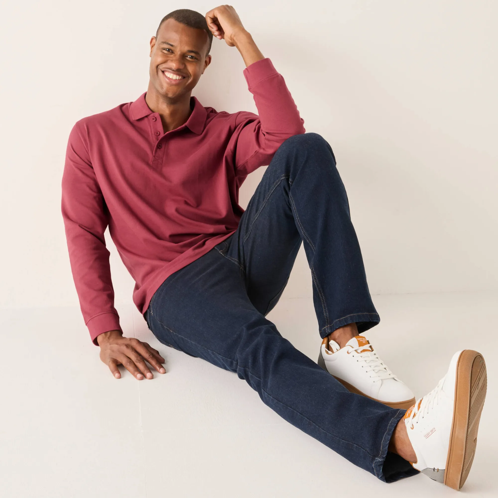 T-Shirt, Hemd En Polo<Blancheporte Effen polo in piquétricot met lange mouwen DONKERROZE