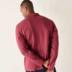 T-Shirt, Hemd En Polo<Blancheporte Effen polo in piquétricot met lange mouwen DONKERROZE