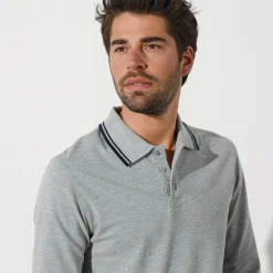 T-Shirt, Hemd En Polo<Blancheporte Effen polo in piquétricot met lange mouwen chiné grijs