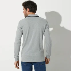 T-Shirt, Hemd En Polo<Blancheporte Effen polo in piquétricot met lange mouwen chiné grijs