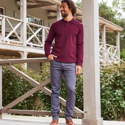 T-Shirt, Hemd En Polo<Blancheporte Effen polo in piquétricot met lange mouwen bordeaux